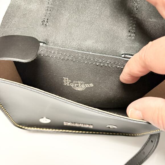 Dr Martens Black Leather Bag Buckle Crossbody Biker Womans Unused 8x5" Saddle - Picture 7 of 8